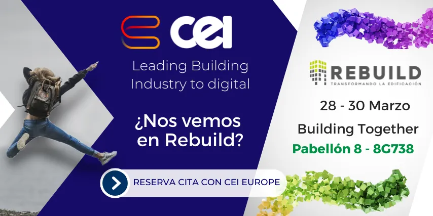 cei-europe-rebuild-2023-soluciones Logo de CEI Europe y Rebuild 2023. CEI ofrece soluciones de gestión y talento digital para construcción industrializada y sostenible.